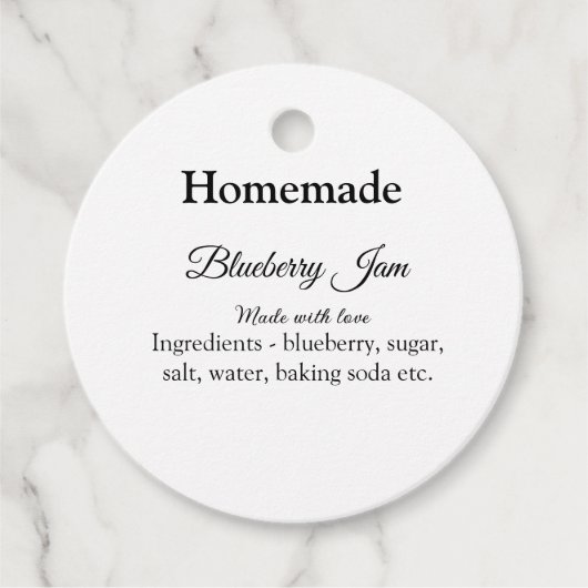 Zelfgemaakte bosbessen jam gemaakt met liefde en t bedankjes labels (Voorkant)