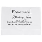 Zelfgemaakte bosbessen jam gemaakt met liefde en t groot cadeauzakje (Achterkant)