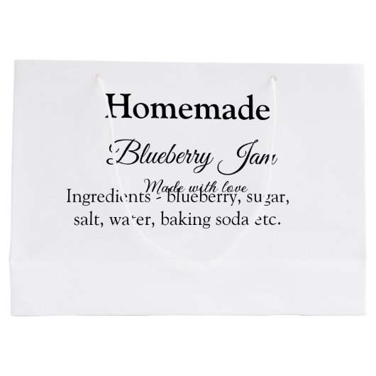 Zelfgemaakte bosbessen jam gemaakt met liefde en t groot cadeauzakje (Achterkant)