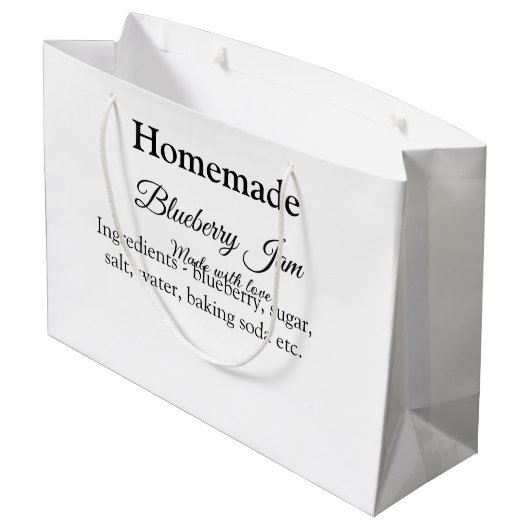 Zelfgemaakte bosbessen jam gemaakt met liefde en t groot cadeauzakje (Achterkant Gekanteld)