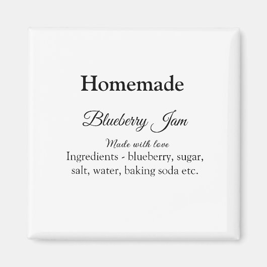 Zelfgemaakte bosbessen jam gemaakt met liefde en t magneet (Voorkant)