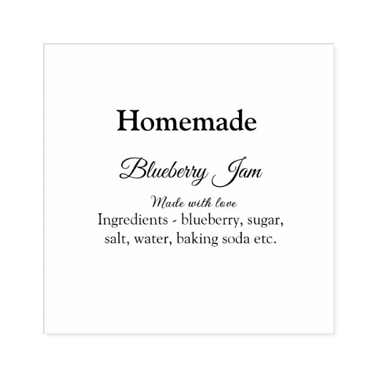 Zelfgemaakte bosbessen jam gemaakt met liefde en t rubberstempel (Afrduk)