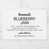 Zelfgemaakte bosbessenjam aangepaste keukenvoorraa voedselcontainer etiket (Enkel label)