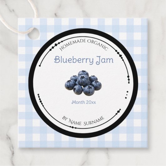 Zelfgemaakte Bosbessenjam Etiket Met Ingredienten (Voorkant)