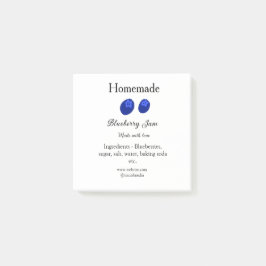 Zelfgemaakte bosbessenjam gemaakt met liefde en te post-it® notes