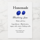 Zelfgemaakte bosbessenjam gemaakt met liefde en te voedselcontainer etiket (Enkel label)