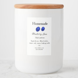 Zelfgemaakte bosbessenjam gemaakt met liefde en te voedselcontainer etiket