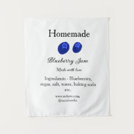 Zelfgemaakte bosbessenjam gemaakt met liefde en te wandkleed