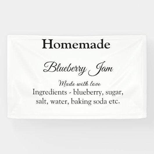 Zelfgemaakte bosbessenjam gemaakt met liefde voeg  spandoek (Horizontaal)