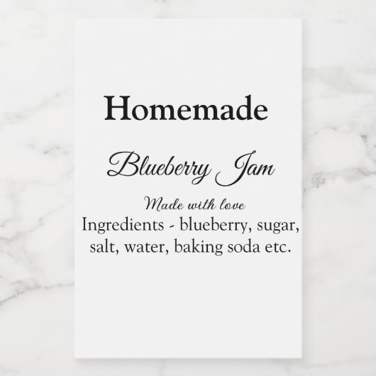 Zelfgemaakte bosbessenjam gemaakt met liefde voeg voedselcontainer etiket (Enkel label)