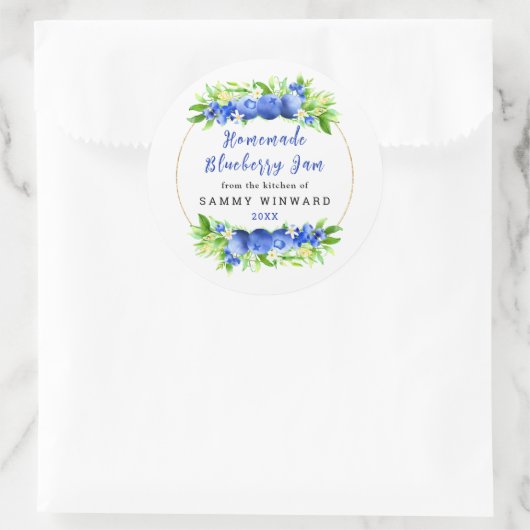 Zelfgemaakte Bosbessenjam Inmaaklabel Ronde Sticker (Tas)