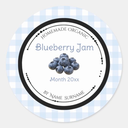 Zelfgemaakte Bosbessenjam Label Sticker (Voorkant)