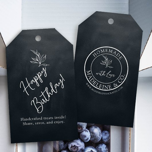 Zelfgemaakte Botanische Custom Black verpakking Gi Cadeaulabel