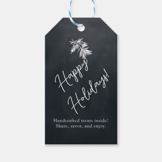 Zelfgemaakte Botanische Custom Black Verpakking Va Cadeaulabel (Voorkant)