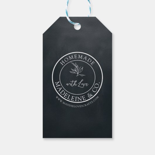 Zelfgemaakte Botanische Custom Black Verpakking Va Cadeaulabel (Achterkant)