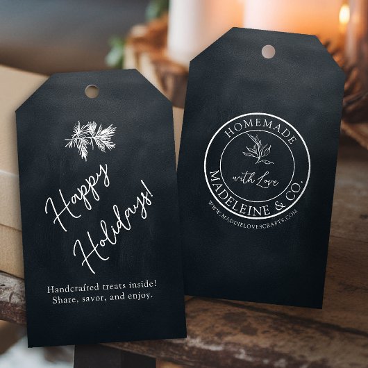 Zelfgemaakte Botanische Custom Black Verpakking Va Cadeaulabel