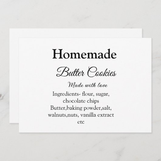 Zelfgemaakte boterkoekjes gemaakt met liefde en te feestdagenkaart (Voorkant / Achterkant)