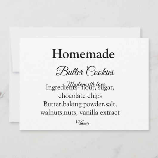 Zelfgemaakte boterkoekjes gemaakt met liefde en te feestdagenkaart (Achterkant)
