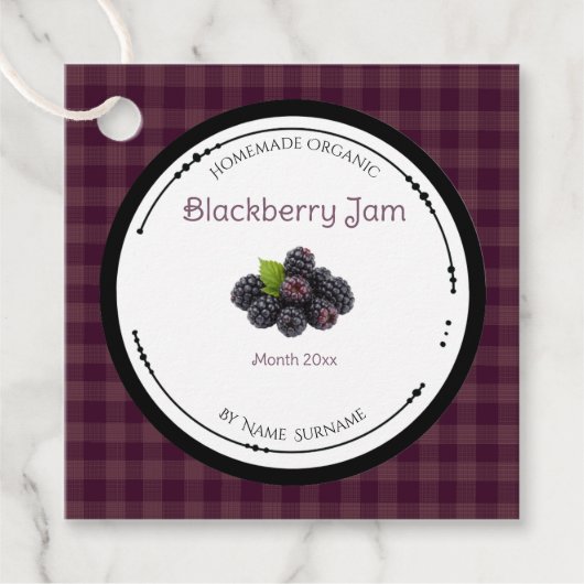 Zelfgemaakte Braambessenjam Label Met Ingredienten (Voorkant)