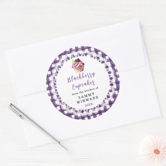 Zelfgemaakte Bramen Cupcakes Voedsel Label (Envelop)