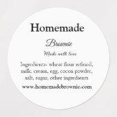 Zelfgemaakte bruinie gemaakt met liefde tekst toev labels (Design 1)