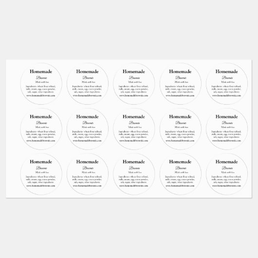 Zelfgemaakte bruinie gemaakt met liefde tekst toev labels (Vel)