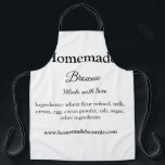 Zelfgemaakte bruinie gemaakt met liefde tekst toev schort<br><div class="desc">Ontwerp</div>