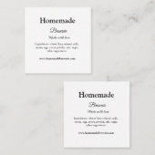 Zelfgemaakte bruinie gemaakt met liefde tekst toev vierkante visitekaartje (Voorkant / Achterkant)