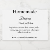 Zelfgemaakte bruinie gemaakt met liefde tekst toev voedselcontainer etiket (Enkel label)