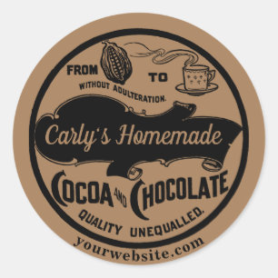  zelfgemaakte cacao & chocolade Sjabloon Ronde Sticker