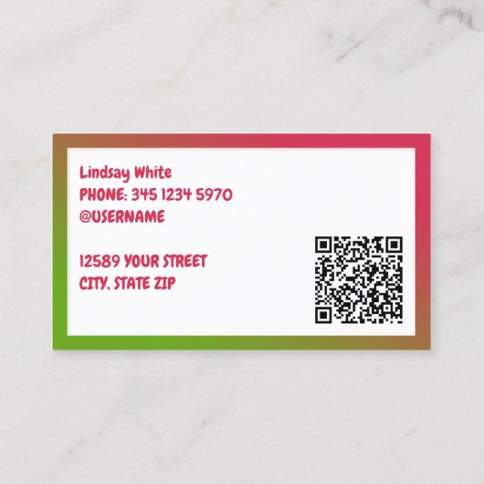 Zelfgemaakte Cake Custom QR Visitekaartje (Achterkant)