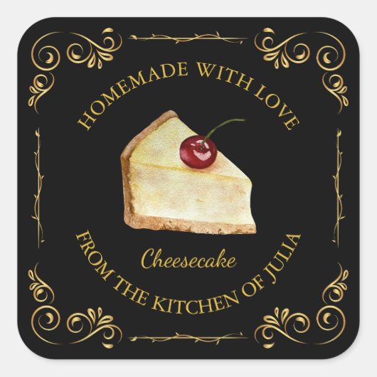 zelfgemaakte Cheesecake Square Label (Voorkant)