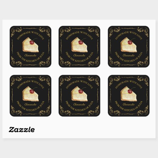  zelfgemaakte Cheesecake Square Label (Vel)