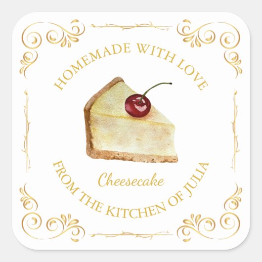 zelfgemaakte Cheesecake Square Label (Voorkant)