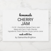 Zelfgemaakte Cherry Jam Custom Keuken Pantry Canni Voedselcontainer Etiket (Enkel label)