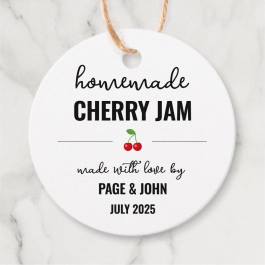Zelfgemaakte Cherry Jam Jar Bruiloft Bedankjes Labels (Voorkant)