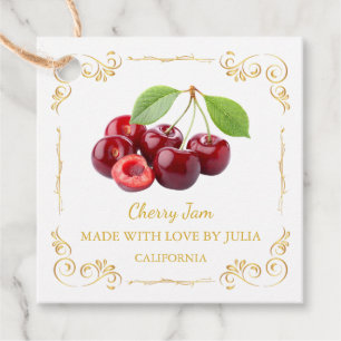 Zelfgemaakte Cherry Jam Square Hang Label