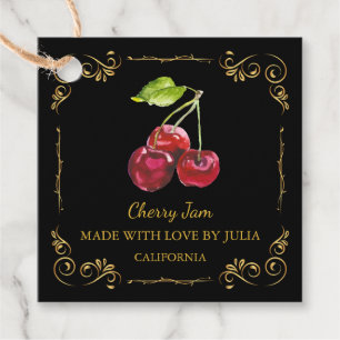 Zelfgemaakte Cherry Jam Square Hang Label