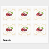  zelfgemaakte Cherry Jam Square Label (Vel)