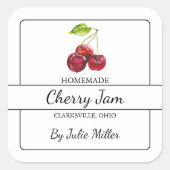 Zelfgemaakte Cherry Jam Square Label (Voorkant)