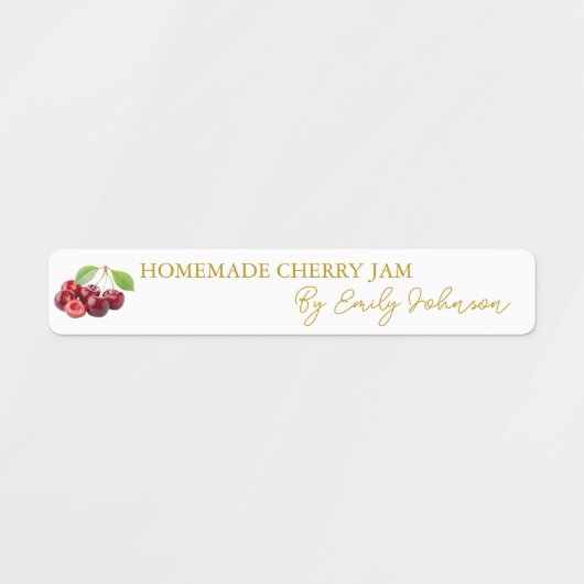 Zelfgemaakte Cherry Jam Thin Label (Design 1)