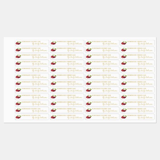 Zelfgemaakte Cherry Jam Thin Label (Vel)