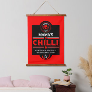 Zelfgemaakte chili saus hangend wandkleed