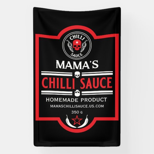 Zelfgemaakte chili saus spandoek (Verticaal)