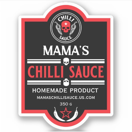 Zelfgemaakte chili saus sticker (Voorkant)