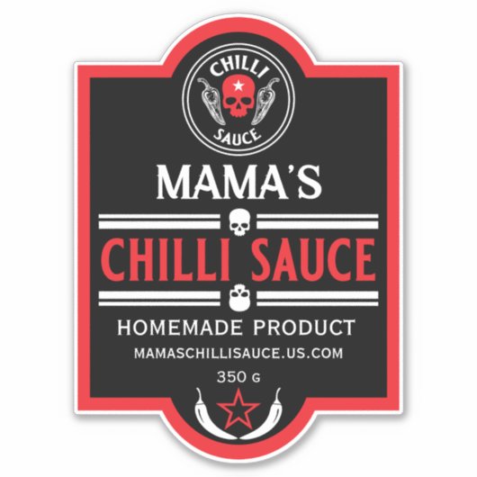 Zelfgemaakte chili saus sticker (Voorkant)