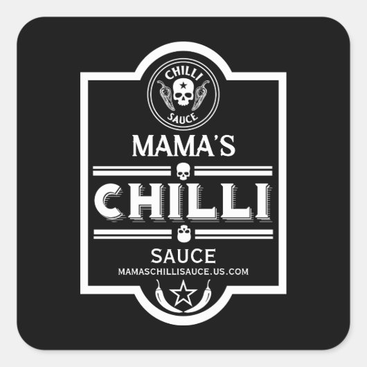 Zelfgemaakte chili saus vierkante sticker (Voorkant)