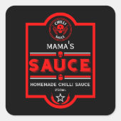 Zelfgemaakte chili saus vierkante sticker (Voorkant)