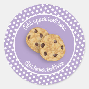 Zelfgemaakte Choc Chip Cookies op lavendel polka d Ronde Sticker