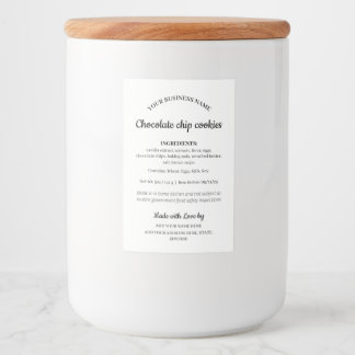 Zelfgemaakte Chocolade Chip Cookie Ingredientenlab Voedselcontainer Etiket